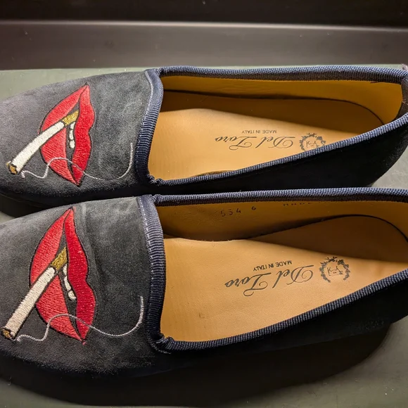 RARE Del Toro Women's Black Slipper Loafers | Made in Italy Size 6 - Picture 4 of 8